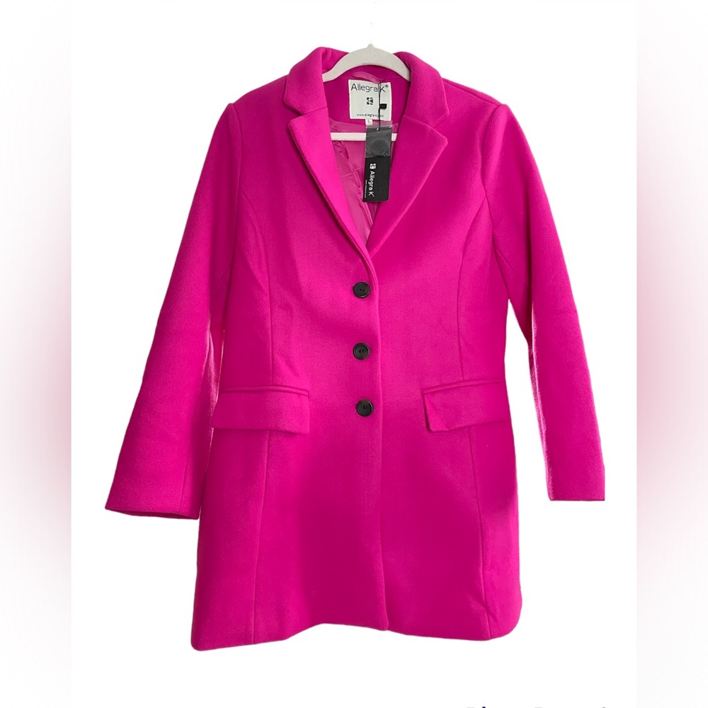 Allegra K Women's Notched Lapel Single Breasted Long Sleeves Coat. NWT.